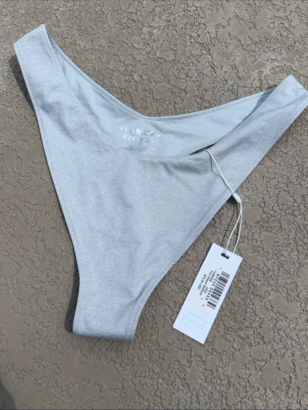 Frankie's Bikinis Grey Scoop-Back Women's Swim bottom nwt